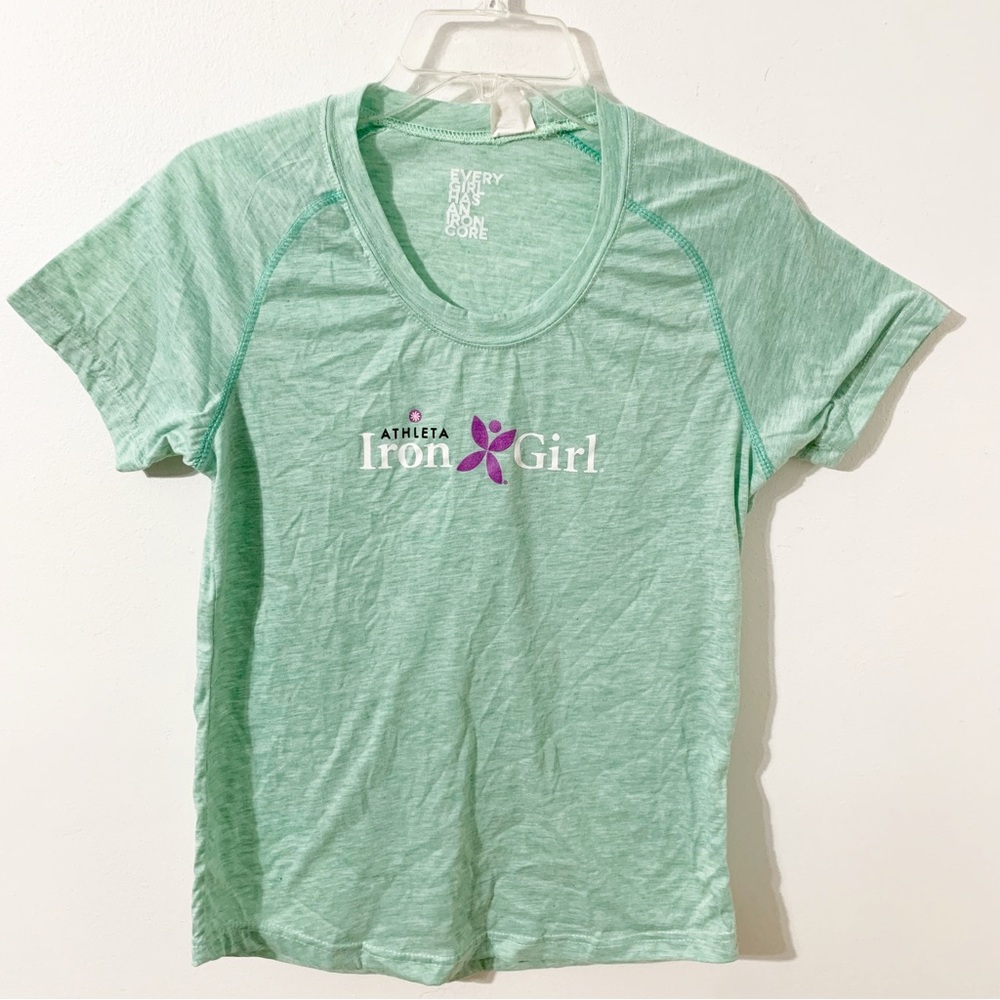 Leslie Jordan Iron Girl Short Sleeve V-neck Graphic Tee Shirt Green